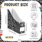 Pasimy 48 Pcs Magazine File Holder Cardboard, Composition Notebook Magazine Holders File Organizer Bulk Foldable Decorative Folder Storage Box Rack for Book Documents School Office Home Desk - Image 2