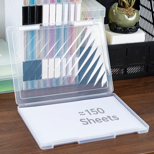9 Packs A4 Paper Storage Boxes, Plastic Portable Project Case for A4 Size and A4 paper, Plastic Multi-Purpose Thick Scrapbook Storage Box for Office - Image 3