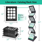 Folding Literature Rack, 6 Pockets Metal Brochure Holder Stand Floor Standing Magazine Rack，Double-sided Display Flyer Holder Stand Literature Stand for Trade Show Office Store Home - Image 3