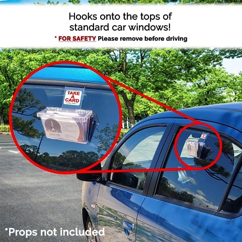 Marketing Holders 4 Pack Outdoor Vehicle Business Card Holder Holds 3.5" x 2" Cards Clear Lid with Window Hook Advertising Card Bin with Take a Card Sticker On the Go - Image 2