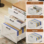 SEDETA 67" Farmhouse L Shaped Desk with Hutch, White+Brown - Image 3