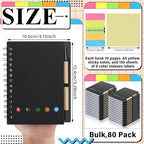 Qilery 80 Pack Lined Spiral Notebook Bulk Small Notepad and Pen Set - Image 2