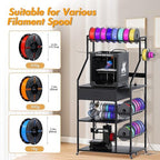 Heavy Duty 3D Printer Stand with Filament Storage & Power Outlet (Black) - Image 5