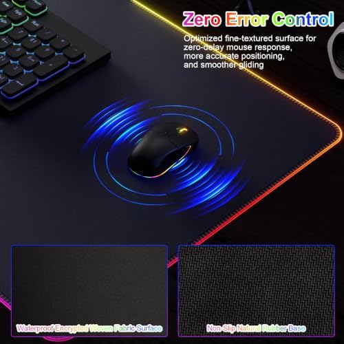 HAUTOCO Wireless Charging Mouse Pad, RGB Large Gaming Desk Mat - Image 5