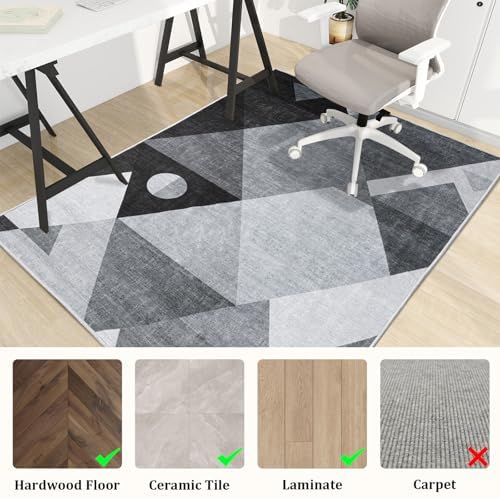 Office Chair Mat for Hardwood Floor, 72"x48" Easy Glide Computer Desk Mat Protector for Rolling Chair Under Desk Rug Nonslip Backing, Machine Wash, (Modern) - Image 3