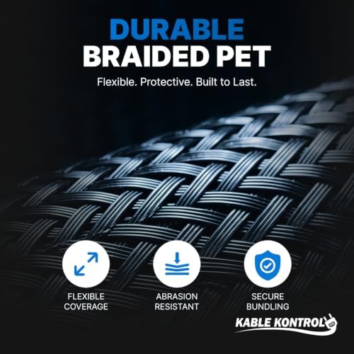 Kable Kontrol Hook & Loop Fastener Braided Sleeving 2-1/2” Inch ID 50 Feet Long – Nylon Wrap Around Side Entry Closure Sleeve Split Expandable Wire Management Sleeving for Home, Industrial Use - Black - Image 4