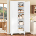 White Pantry Storage Cabinet, 71" Metal Kitchen Pantry Storage by RISTERN