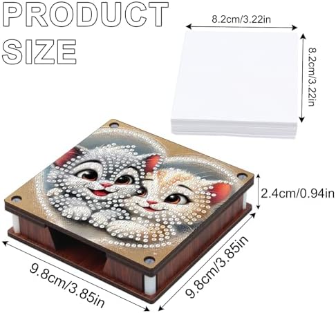 4pcs Cute Animal Diamond Art Painting Note Box for Adults, Wooden DIY Sticky Notes Holder Kit with 480 Blank Notepads, Multi-Purpose Desk Organizer for Home Office, Study Thoughtful Gift - Image 5