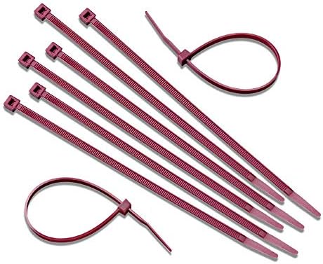 Nylon Cable Zip Ties [Pack of 100] – 7.6 in., 50lb., Burgundy, Plenum Rated Heavy Duty Zip Ties | Cable Organizers - Image 2