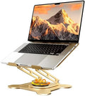 JCZT 360° Rotating Laptop Stand for Desk, Metal Foldable Laptop Riser, Gold by JCZT