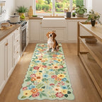 DUKINO 2x6 Runner Rug, Floral Washable Rug for Kitchen Non Slip, Green - Image 4