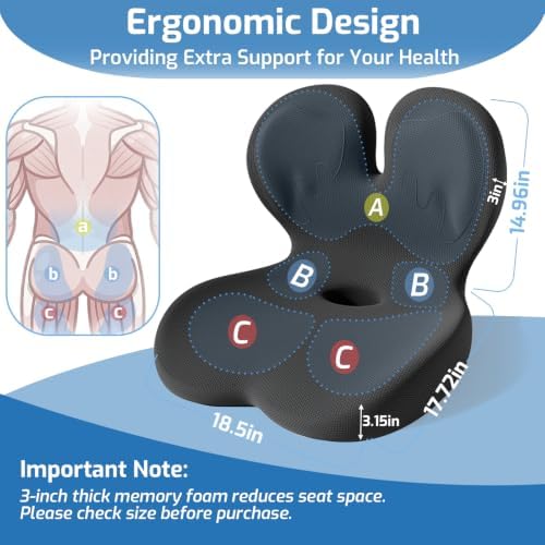 Seat Cushion with Lumbar Support Pillow,Ergonomic Chiar Cushion - Image 2