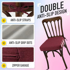 SUNROX Cooling Gel Memory Foam Chair Cushions, 2.6" Thick U-Shaped Dual-Layer Comfort Dining Chair Pads, Non Slip Seat Cushion with Ties for Indoor Kitchen Office 17"x16" Set of 8, Burgundy - Image 6