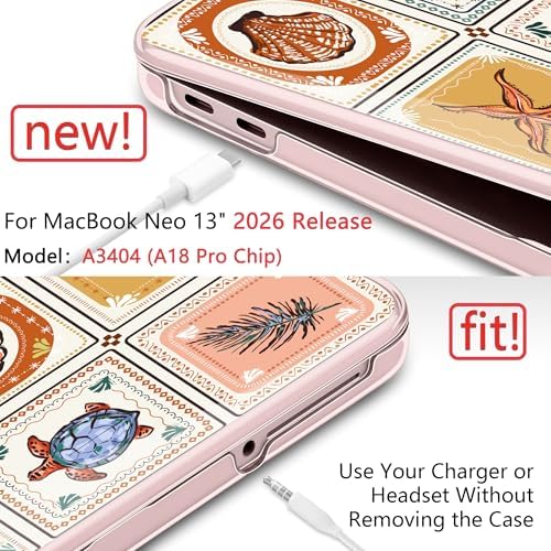 DONGKE Compatible with MacBook Neo 13 Inch Case 2026 A3404 A18 Pro chip & Touch ID, Plastic Hard Shell with Keyboard Cover, Screen Protector & Dust Plugs, Corals - Image 3