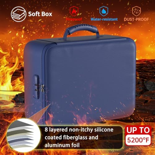 DocSafe 5200°F Fireproof Document Organizer Box with Lock, Blue (Soft) - Image 2
