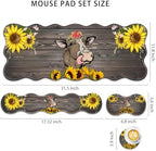 4 in 1 Desk Mat Set,Mouse Pad with Keyboard Wrist Rest,Wave-Shaped Design,Non-Slip Rubber Base,Waterproof,for Home,Office,Gaming,Cute Cow and Sunflower - Image 2