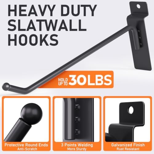 INCLY 60 Pack Slatwall Hooks, 4/6/8 Inch Slat Wall Hanging Hook and Hanger - Image 3