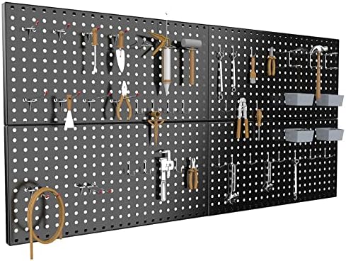 Pegboard Smith 4x2ft Metal Pegboard Kit for Tools Storage, Black Pegboard Wall Organizer with Hooks and Pegboard Bins by Pegboard+Smith