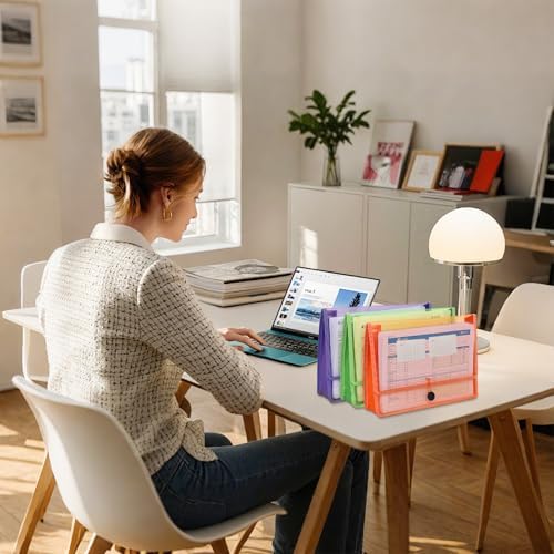 CUTHOLLOW Plastic Expandable File Organizer Folder, with Elastic Cord(No Divider), 9Pcs Waterproof Transparent Document Holder Storage for Receipt/Paper/Bill/Taxes/Letter, for School Office Home - Image 6
