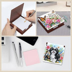 4pcs Flower Landscape Diamond Art Painting Note Box for Adults, Wooden DIY Sticky Notes Holder Kit with 640 Blank Notepads, Multi-Purpose Desk Organizer for Home Office, Study Thoughtful Gift - Image 6