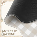 Sabary Gingham Desk Mat Scalloped Beige, 35.4 x 15.7 Inch - Image 5