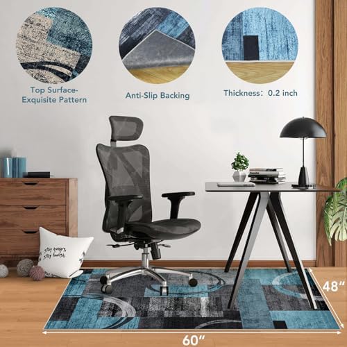 Office Chair Mat for Hardwood Floor&Tile Floor,48"X 60"-Geo Blue Gray - Image 2