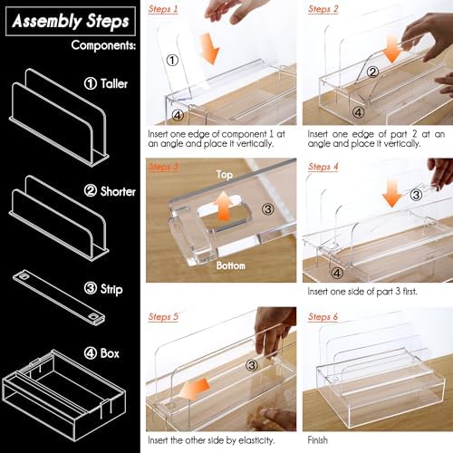DINGHUO Acrylic Desk Organizers and Accessories, Paper Letter Tray Organizer with 3 Vertical File Holder, Clear File Organizer for Desk Home Office Supplies -1 Pack - Image 6