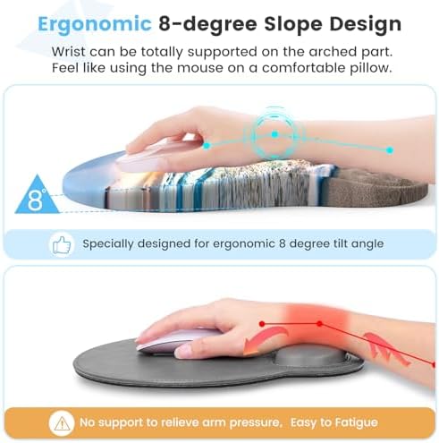 HAOCOO Ergonomic Mouse Pad & Keyboard Wrist Rest Set, Beach - Image 2