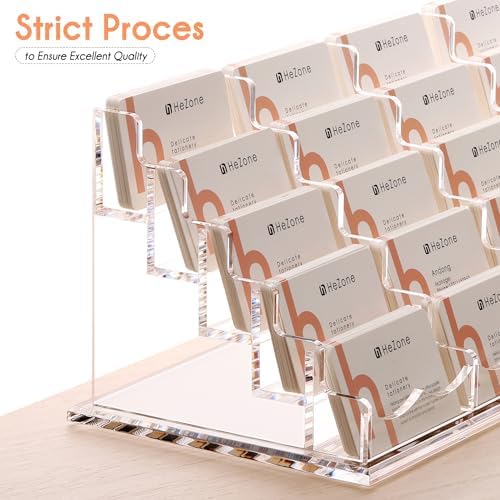 HeZone Business Card Holder for Desk Multiple Cards Display Stand Rack for Women and Men Clear Acrylic Card Organizer 20 Slot 5 Tier Large Capacity-Holds 1000 Cards -1 Pack (20 Cell H) - Image 3
