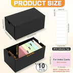 10Packs 4x6 Index Card Box,Index Card Organizer Box with Lid,Hold 10000 Cards,Black Recipe Holder for 4''x6'' Notecard Recipe Flashcard Card - Image 2