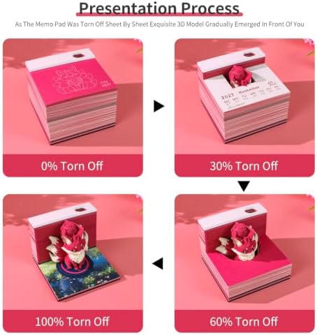 3D Memo Pad, 3D Calendar 2027, Time Piece Calendar, Tear-Off Calendars 2027, 3D Paper Carving Art Memo Pad, Art Carving Sticky Notes for Office Home Gifts Ornaments (Little Fox) - Image 4