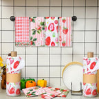 36 Pack Reusable Kitchen Cloths Cotton Towel, Strawberry - Image 3