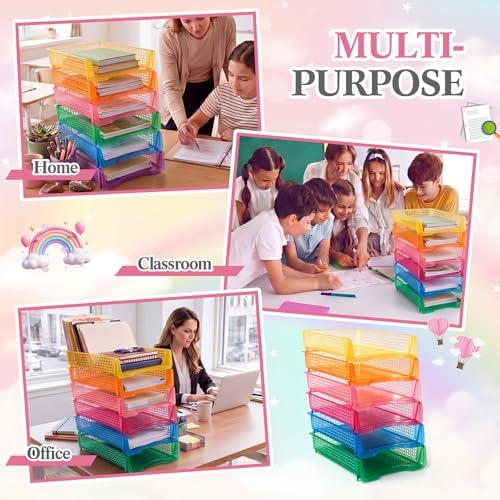 Geetery Turn in Trays Classroom, Clear Mixed Color, Set of 12 - Image 5
