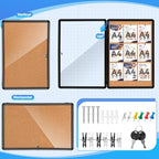 36x24 Lockable Enclosed Bulletin Board,Weatherproof Cork Display Case - Image 3