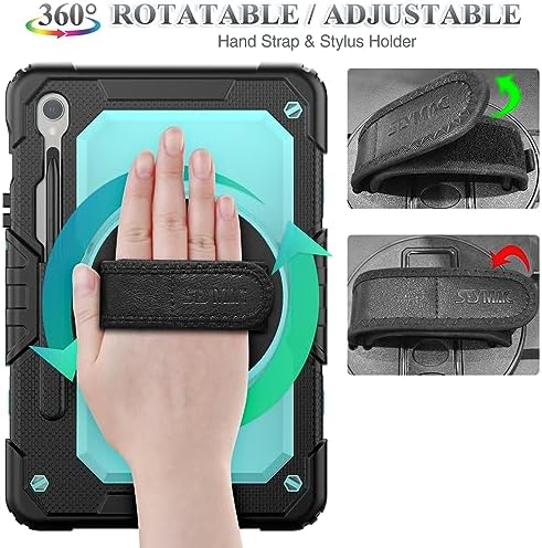 SEYMAC stock Case for Samsung Galaxy Tab S10 Lite / S10 FE / S9 FE 5G / S9 Tablet Case 10.9''/ 11'' Protective with Screen Protector, Pen Holder, 360 Rotate Stand, Hand Strap, Shoulder Strap, SkyBlue1 - Image 3
