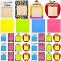 Epakh 24 Sets Back to School Teacher Gifts Bulk Composition Sticky Note Holder with Notepads Wood Sticky Note Dispensers Pencil Apple Notebook Design Thank You Gift for First Day of School by Epakh