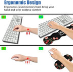 4 in 1 Ergonomic Memory Foam Mouse Pad Wrist Rest Set, Large Gaming Desk Pad + Keyboard Wrist Rest + Mouse Wrist Cushion + Coaster for Home Office Study Gaming, Colored Floral Quote Chaos Coordinator - Image 5
