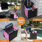 Inspired Living Ultra-Slim Rolling Collapsible Storage Pack-N-Roll Utility-carts, with Telescopic Handle, for Home, Garden, Shopping, Office, School use, Medium, Pink & Black - Image 5