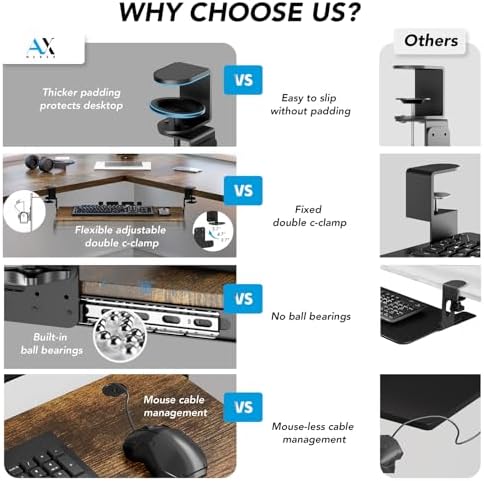 Keyboard Tray Under Desk Pull Out with Extra Sturdy C Clamp Mount System - Image 3