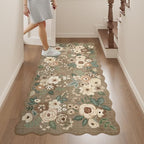 DUKINO 2x4 Rug for Entryway, Floral Washable Kitchen Rugs, Light Taupe - Image 5