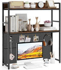GOFLAME Desktop Bookshelf with Pegboard, 37 Inch Industrial Desk Hutch for Computer Monitor, 2-Tier Countertop Organizer Shelf with Safety Guardrails for Home Office, Dorm, Study, Rustic Brown by GOFLAME