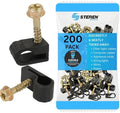 STEREN Coaxial Cable Clips - Cable Holder - Siding Clips for Hanging - Cord Holder for Desk - Cable Clamps - Cord Clip - Wire Organizer Clips - Tv Mount Screws (Black, 200 Count - Single Screw) by STEREN