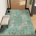 DUKINO 3x5 Rug, Washable Animal Area Rug for Bedroom Non Slip, Teal - Image 4