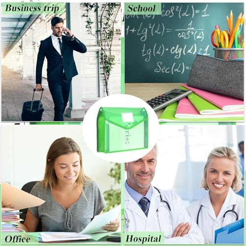 10 Pieces Plastic Expanding File Folders,Green, Horizontal - Image 7