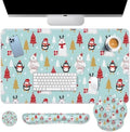 Britimes Keyboard Mouse Pad Set, 4 in 1 Desk Mat Set, Christmas Penguin by Britimes