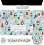 Britimes Keyboard Mouse Pad Set, 4 in 1 Desk Mat Set, Christmas Penguin by Britimes