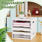 Juexica 9 Tier 8.5" x 11" Scrapbook Paper Organizer, White Cardstock File Organizer with Adjustable Shelves, Stackable Paper Trays, Desktop Storage Rack Document Holder for Desk Home Office - Image 5