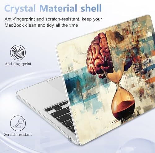 Case for 2026/2025/2024/2023 MacBook Air 15-inch Laptop Release M5 A3448 /M4 A3241 /M3 A3114 /M2 A2941, Stylish Protective Hard Shell Cover for MacBook Air 15.3 inch, Brain & Hourglass - Image 6