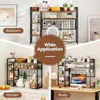 DREAMADE 4-Tier 37" Desk Hutch, Desk Shelf, Rustic Brown - Image 4