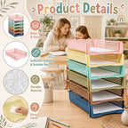 Set of 12 Boho Turn in Trays for Teachers Stackable Classroom Paper Letter Trays Plastic Classroom Desk Letter Organizer Tray Storage Baskets for Library, Drawers, Office, Home - Image 3
